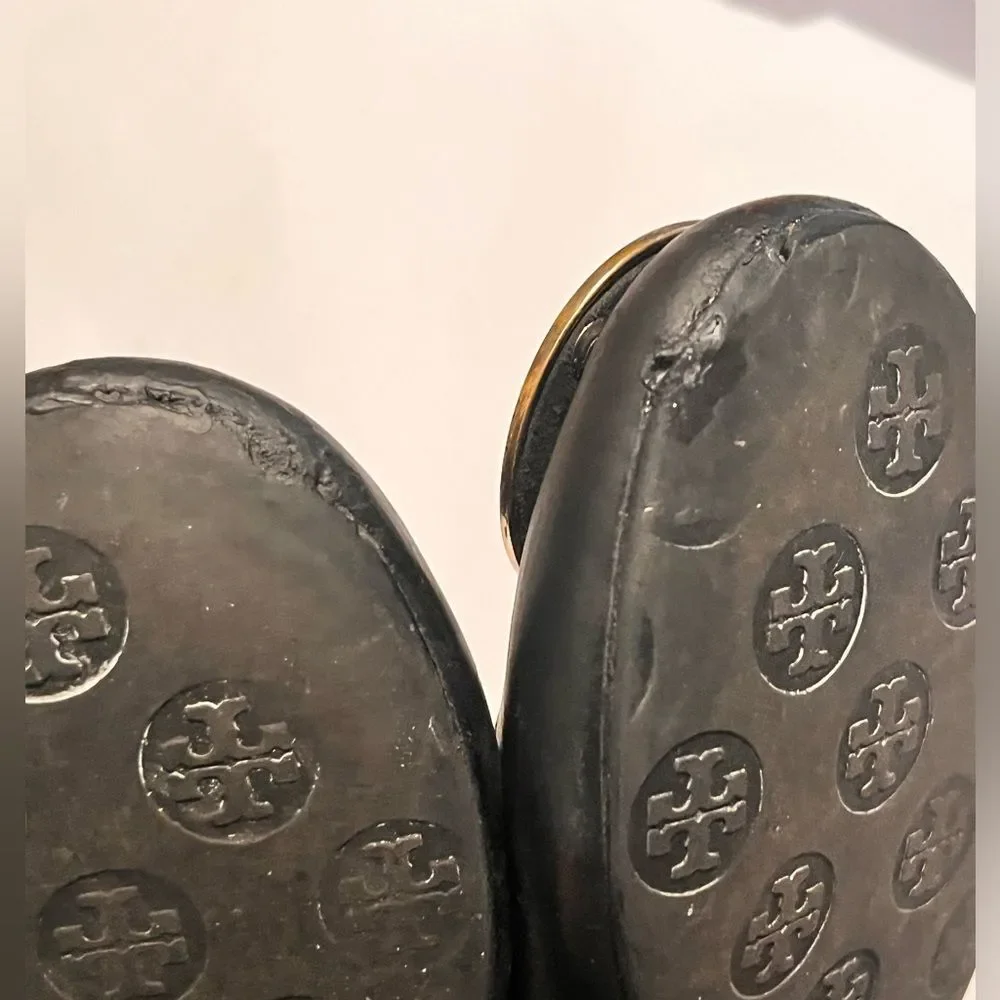 Tory Burch Black Leather Reva Ballet Flats Size 8.5